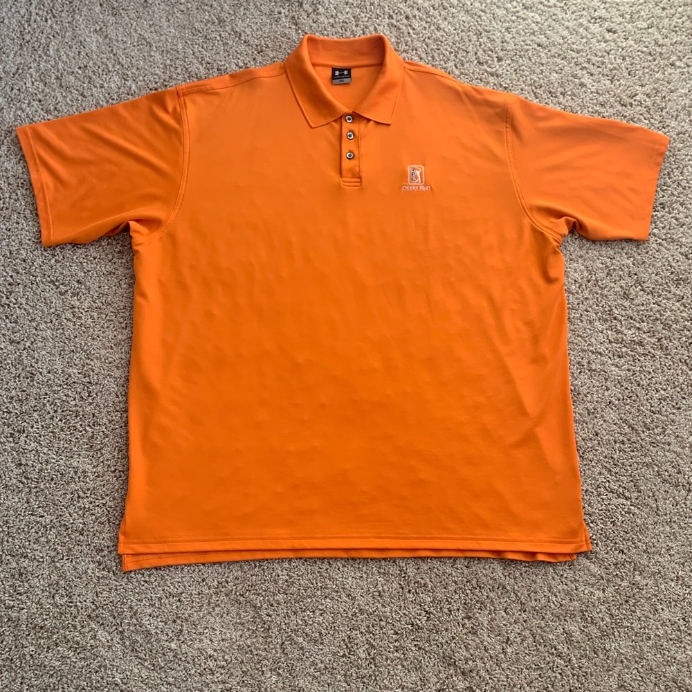 Men’s Under Armour Orange TPC Deere Run Golf Shirt. Size XXL. Good condition.